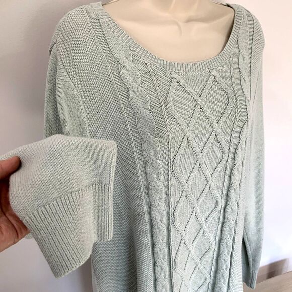 NWOT! Cable Knit Sweater in Color-Mint by Karen Scott Size XL - Picture 4 of 9